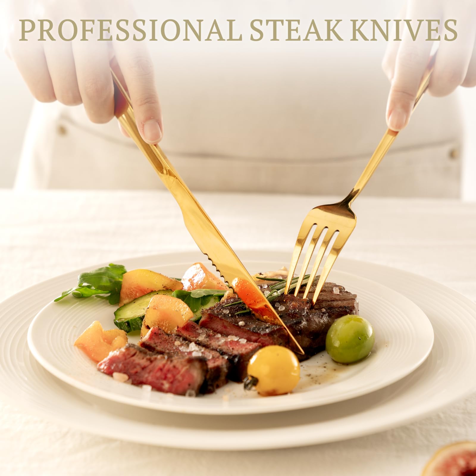 Astercook couteau à steak dentelé montrant coupe nette