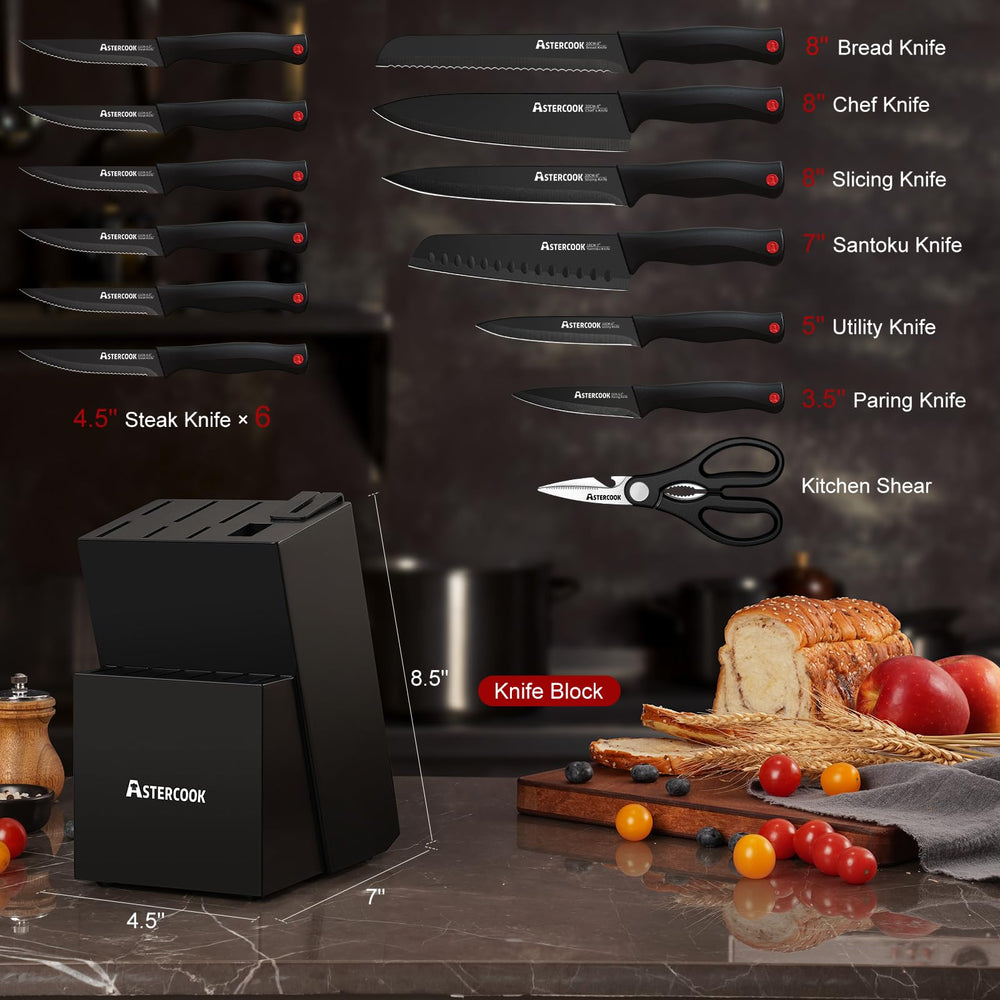 Astercook gros plan lame avec revêtement noir, protection anti-adhérente et anti-rouille