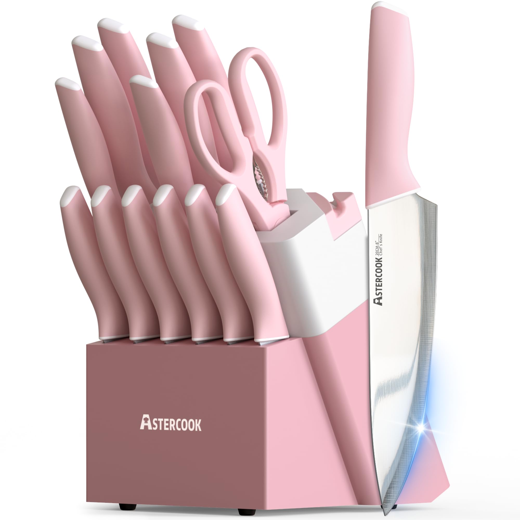 Astercook ensemble devant montrant le bloc et toutes les lames, esthétique et pratique