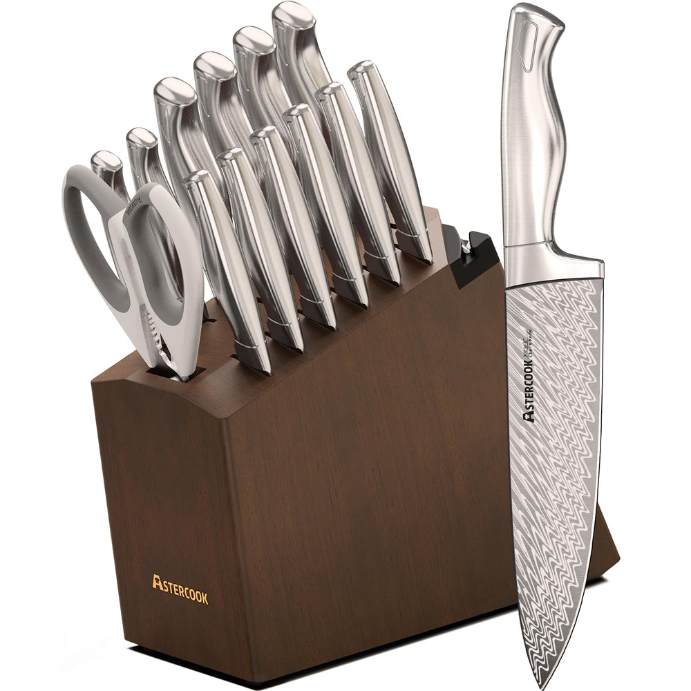 Astercook ensemble face avant montrant le bloc et toutes les lames pour rangement optimal