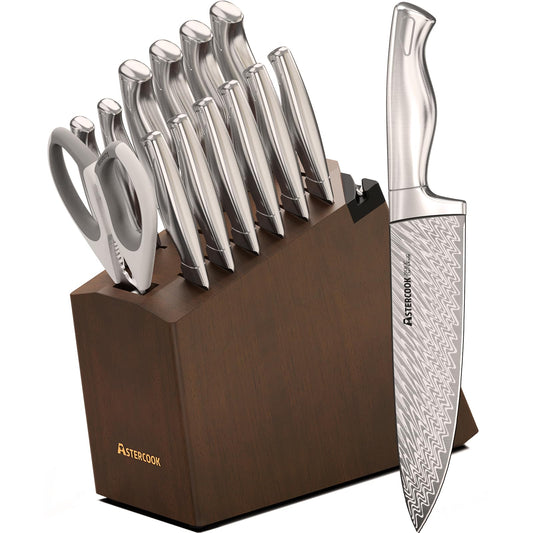 Astercook ensemble face avant montrant le bloc et toutes les lames pour rangement optimal