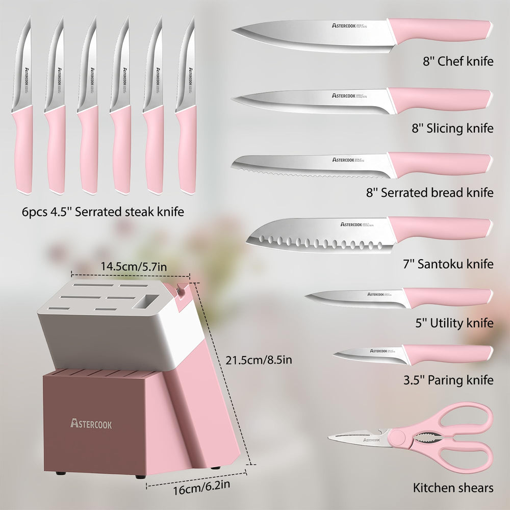 Astercook couteaux en usage sur plan de travail facilitant préparation rapide