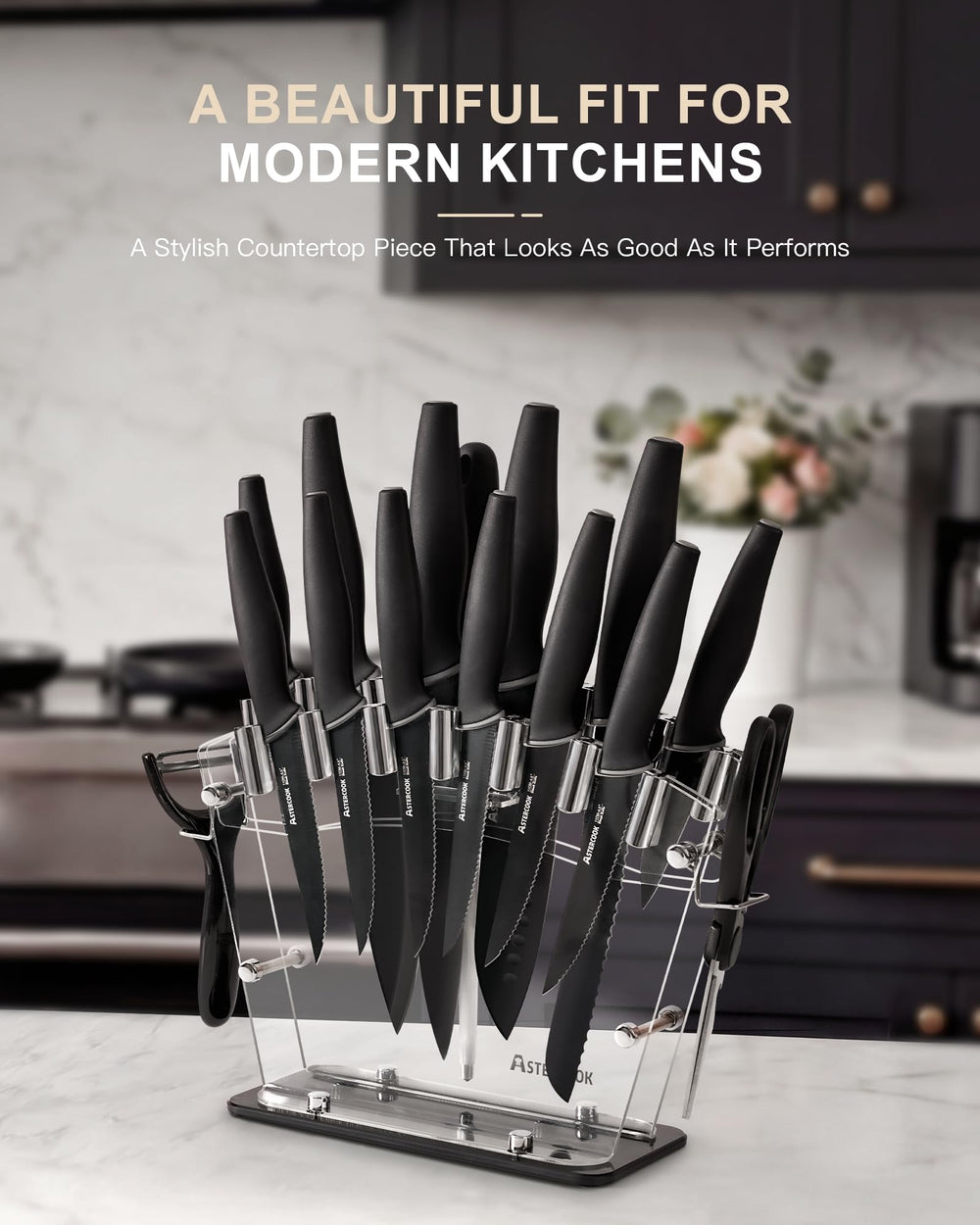 Astercook mise en scène dans cuisine moderne combinant style et utilité