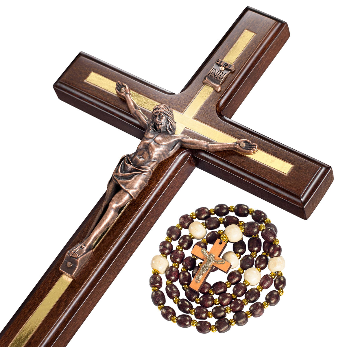 Asterom crucifix face visible accroche mur apportant présence spirituelle