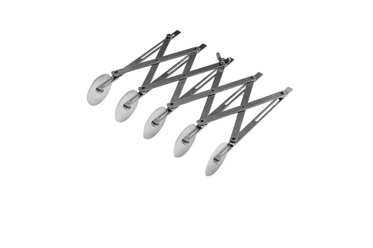 Ateco vue face du coupe-pâte 5 roues montrant alignement précis pour gains de temps