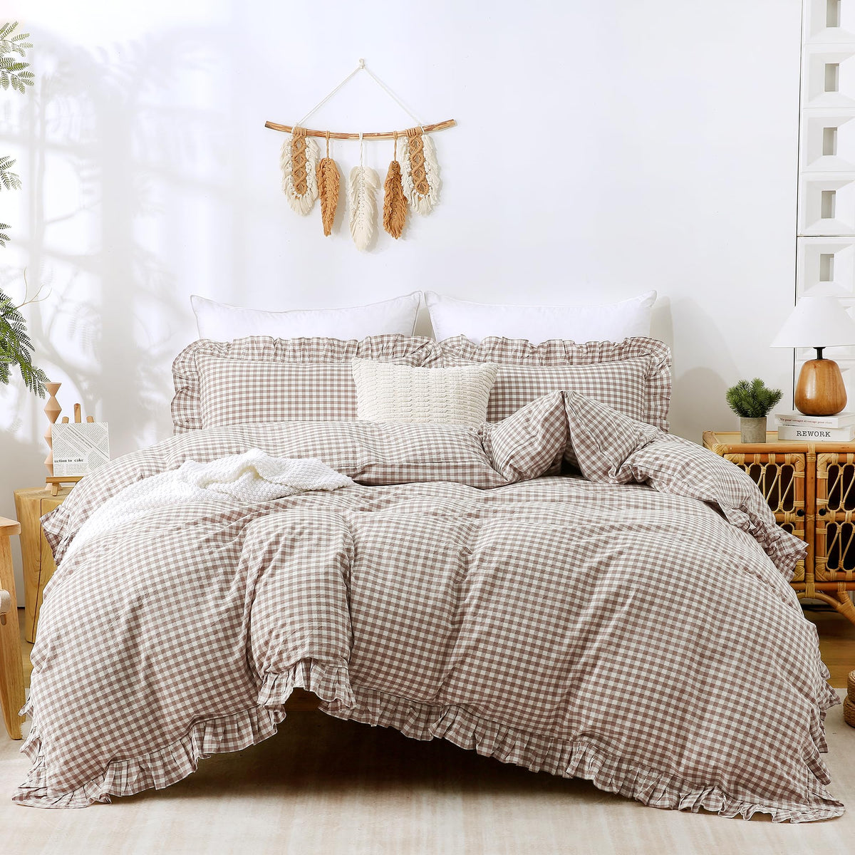 ATSense housse de couette face recto vichy tan, apporte charme chaleureux