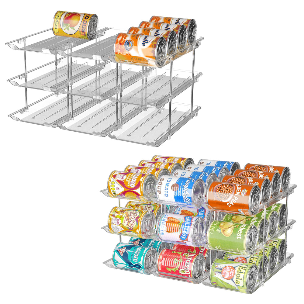Attelite vue avant du lot de 2 organiseurs pour conserves, gain de place immédiat