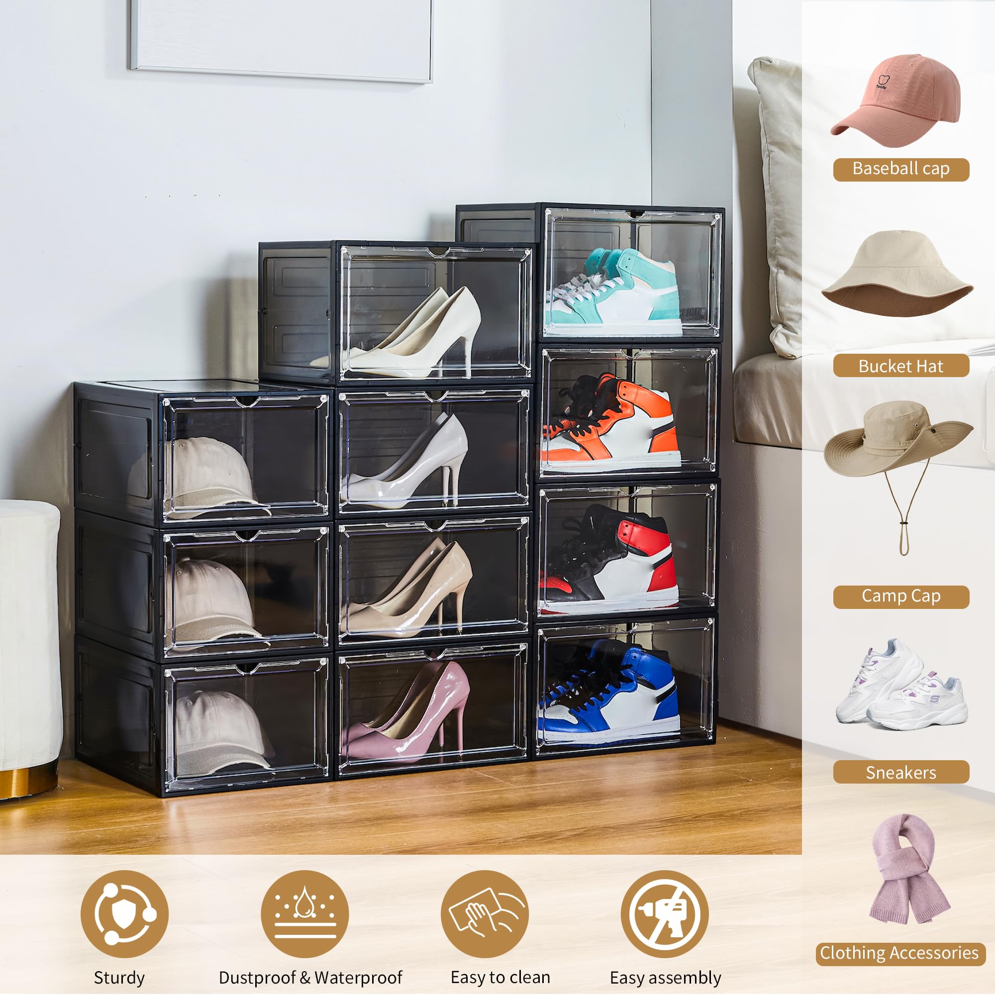 Attelite intérieur rempli de casquettes pour organisation maximale