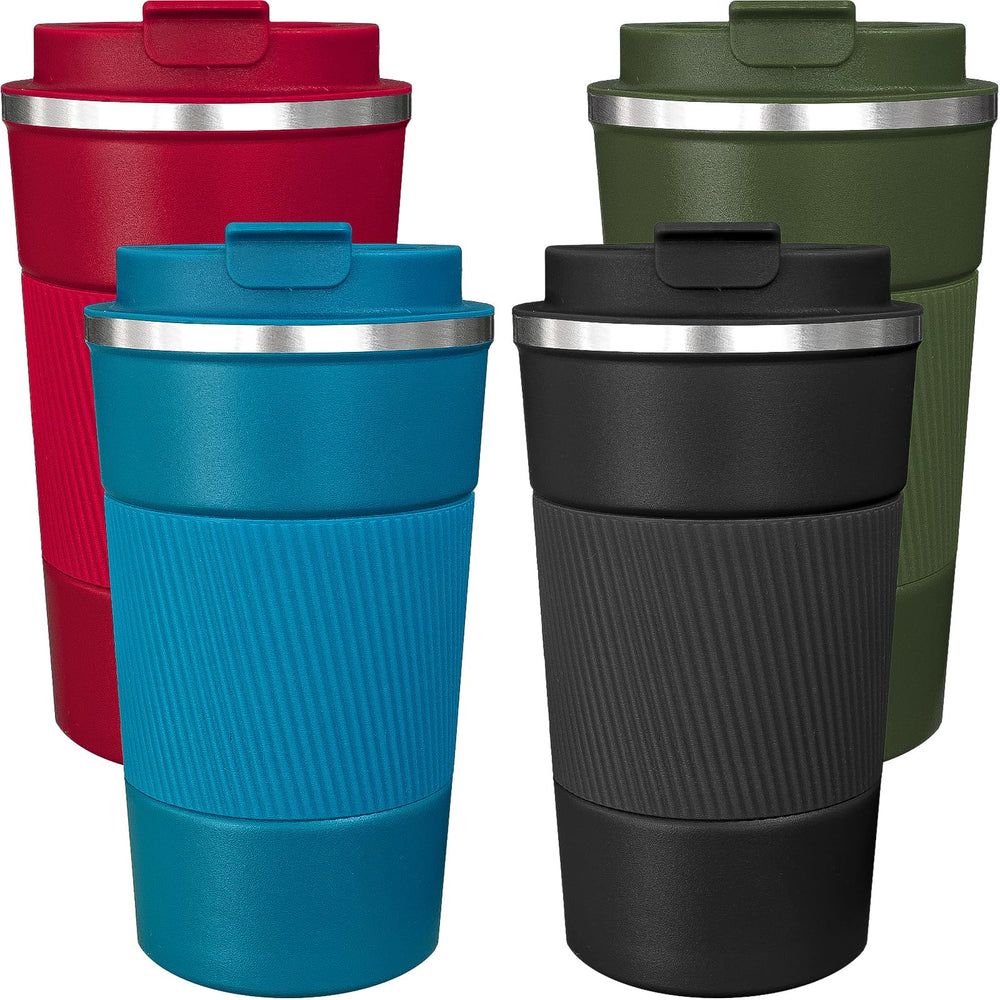 ATZNZIK pack de 4 gobelets multicolores montrant la face avant et couvercles, pratique pour la famille