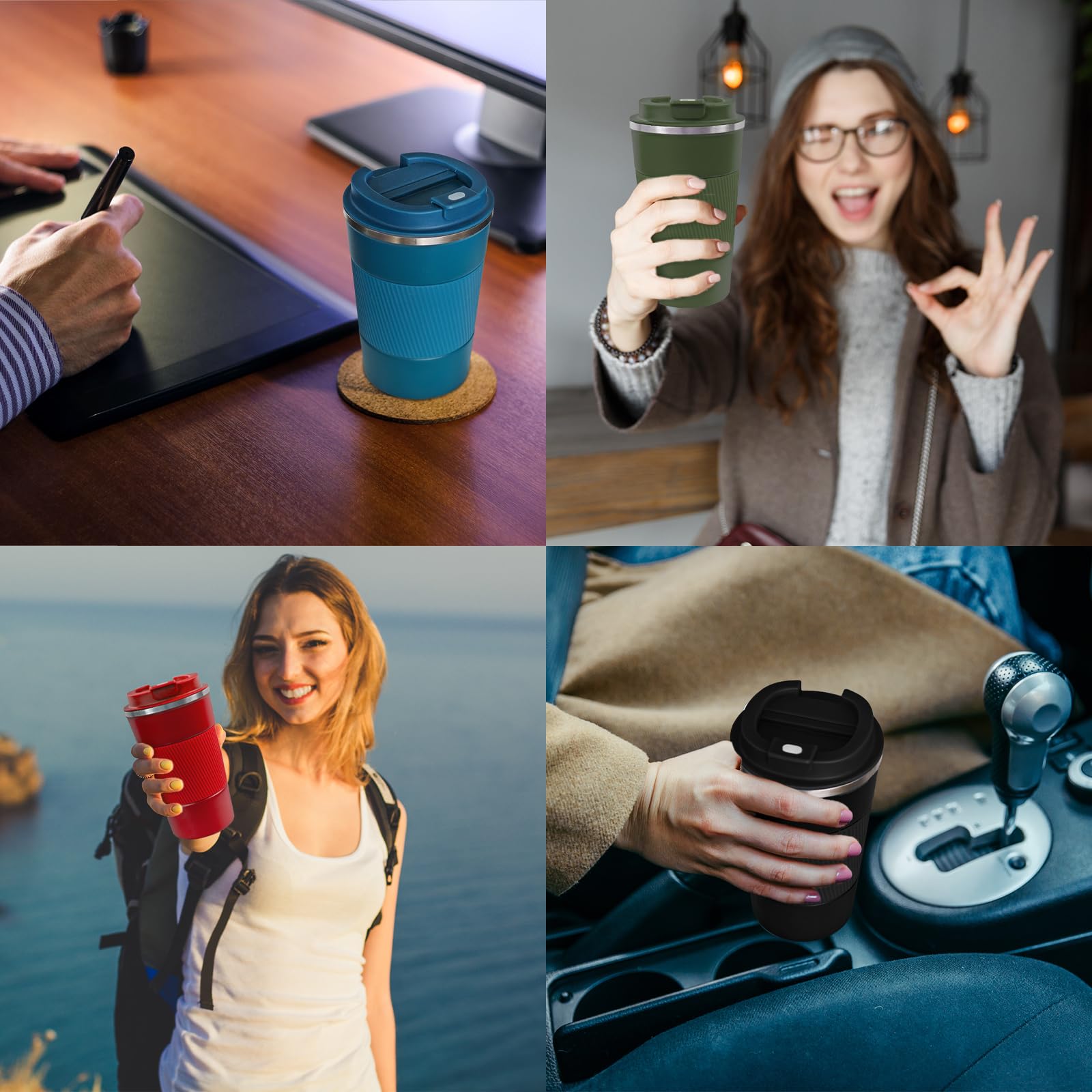 ATZNZIK tasse isotherme sur une table de café évoquant confort d’usage et design multicolore