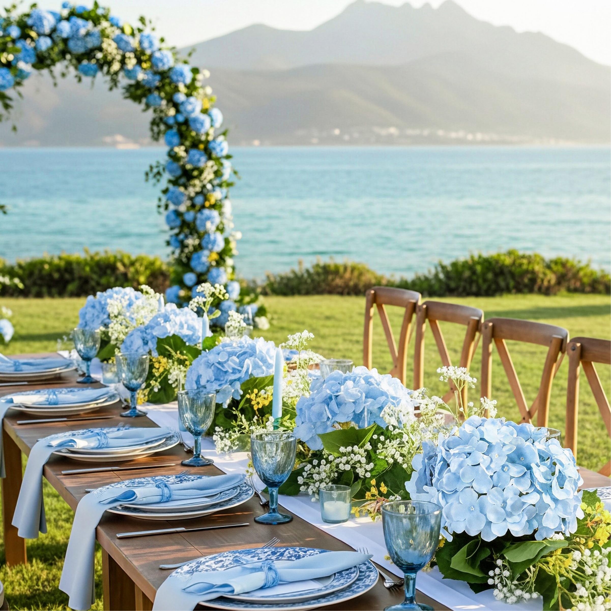 Décoration de table de mariage Auihiay montrant ambiance élégante sans entretien