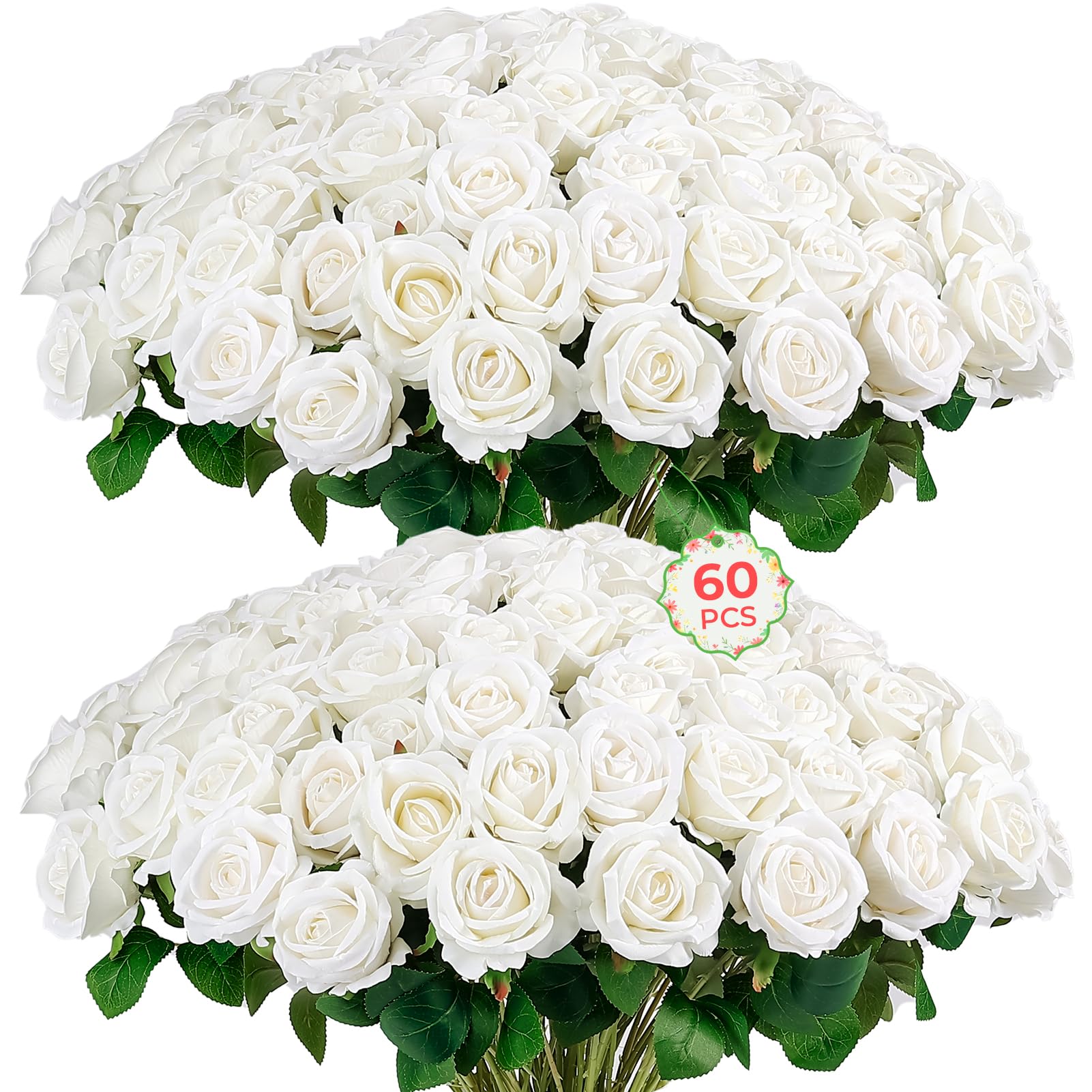 Auihiay face avant du paquet montrant 60 roses blanches et valeur
