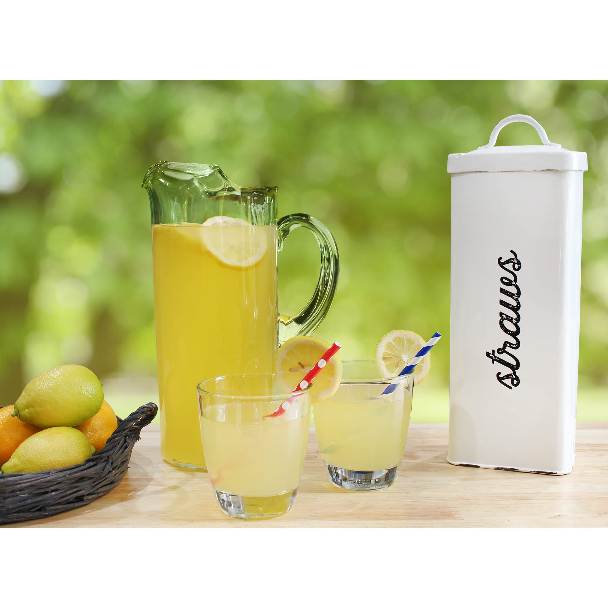 AuldHome Design porte-pailles en usage avec pailles, accès facile et pratique