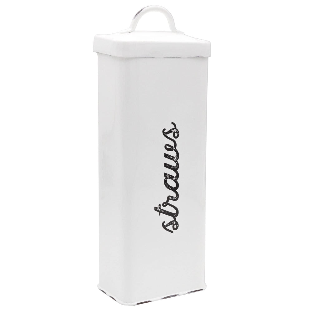 AuldHome Design vue face du porte-pailles blanc montrant rangement soigné