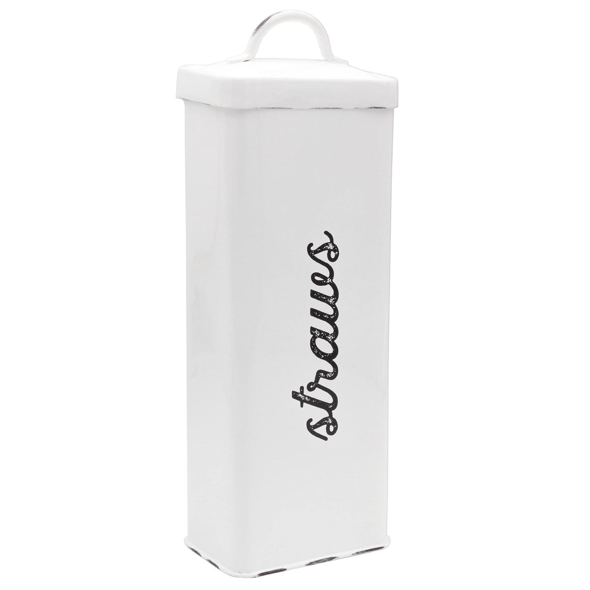 AuldHome Design vue face du porte-pailles blanc montrant rangement soigné