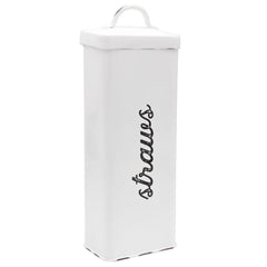 AuldHome Design vue face du porte-pailles blanc montrant rangement soigné