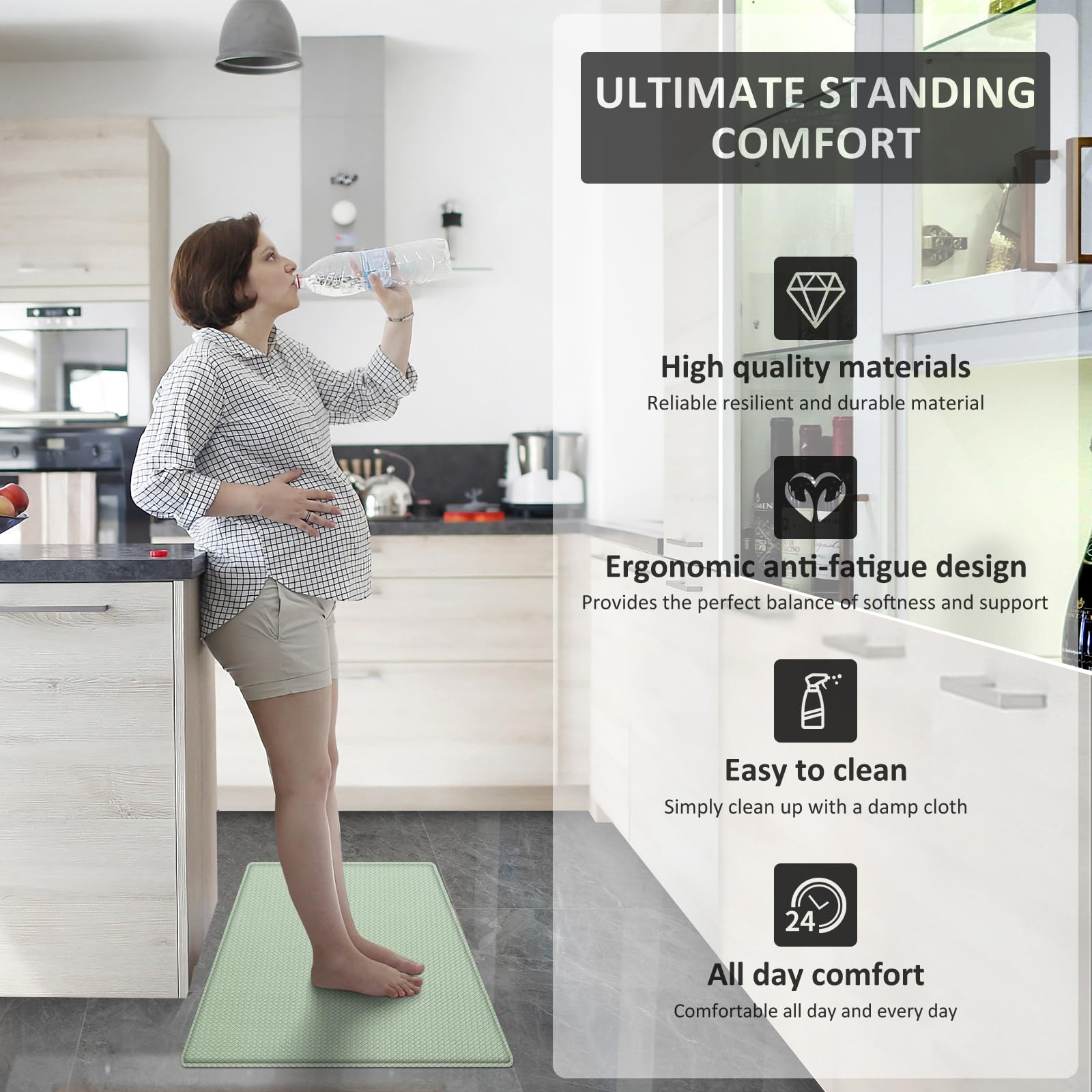 AUTODECO tapis vert clair dans cuisine moderne ajoutant confort et esthétique