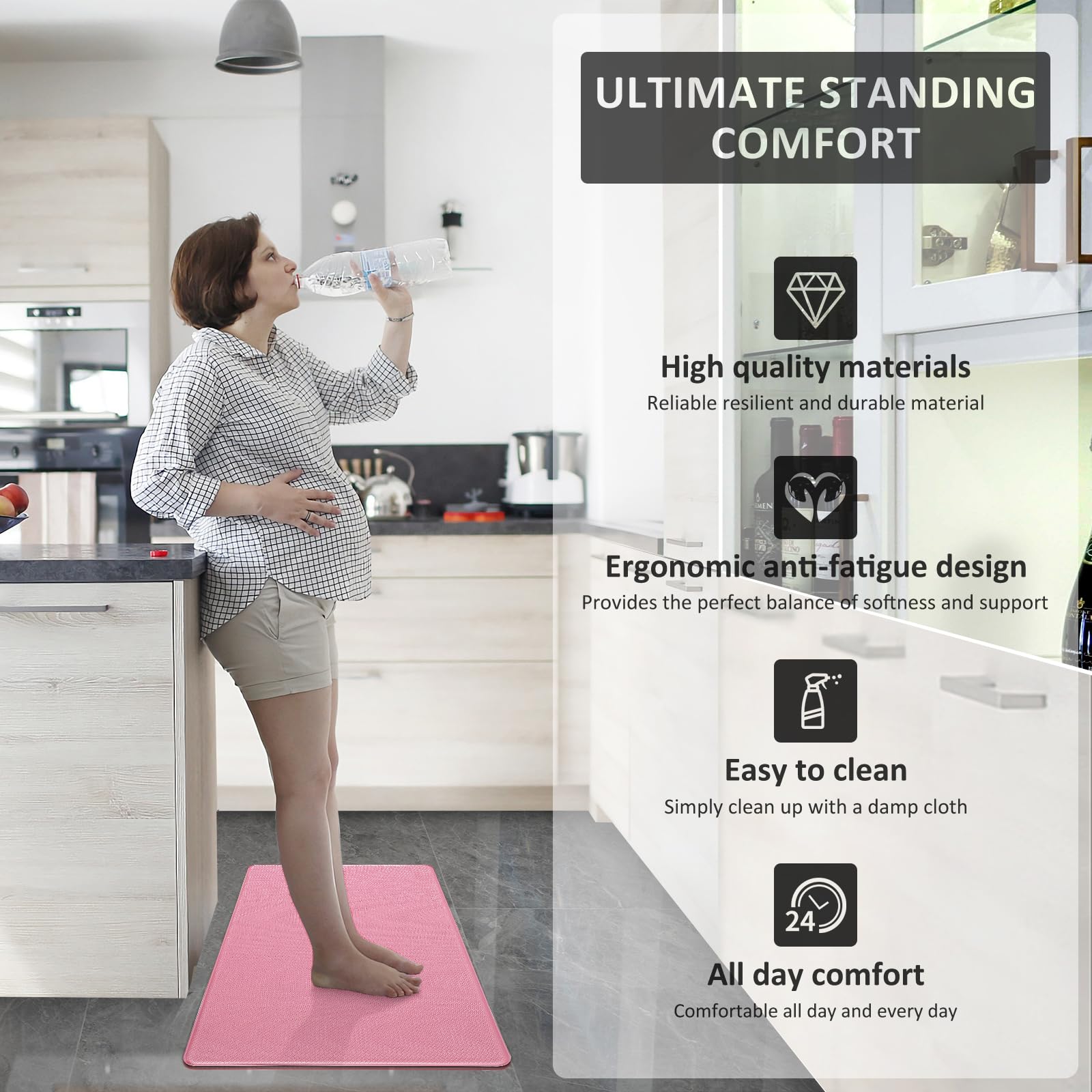 AUTODECO tapis rose intégré dans une cuisine moderne esthétique