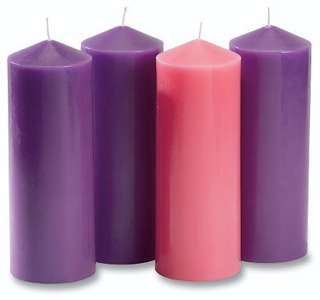 Autom ensemble de quatre bougies piliers violet et rose, look élégant pour décor d'Avent