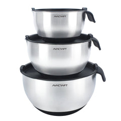 AVACRAFT ensemble de trois bols inox 18/10 vue de face, polyvalence en cuisine
