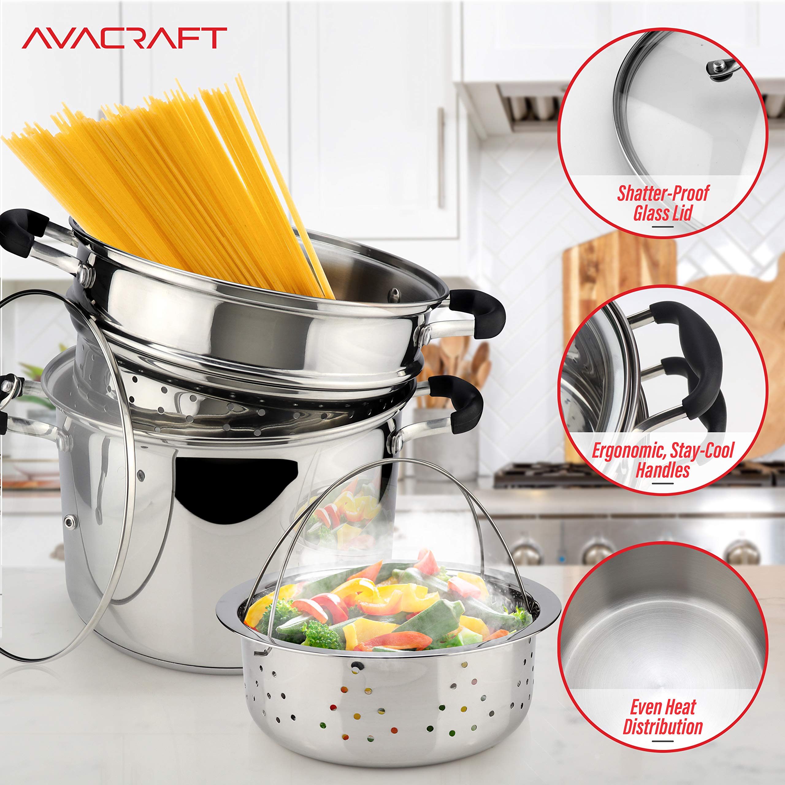 AVACRAFT panier vapeur détail illustrant cuisson à la vapeur saine et pratique