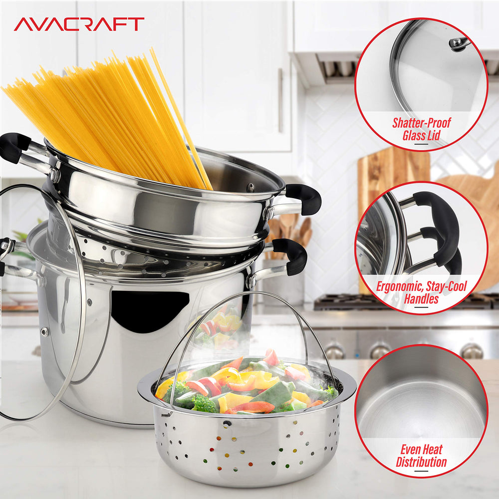 AVACRAFT panier vapeur détail illustrant cuisson à la vapeur saine et pratique