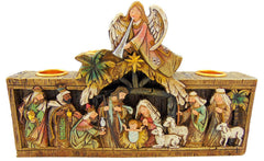 Avalon Gallery porte-bougies face montrant la Nativité et créant une ambiance spirituelle