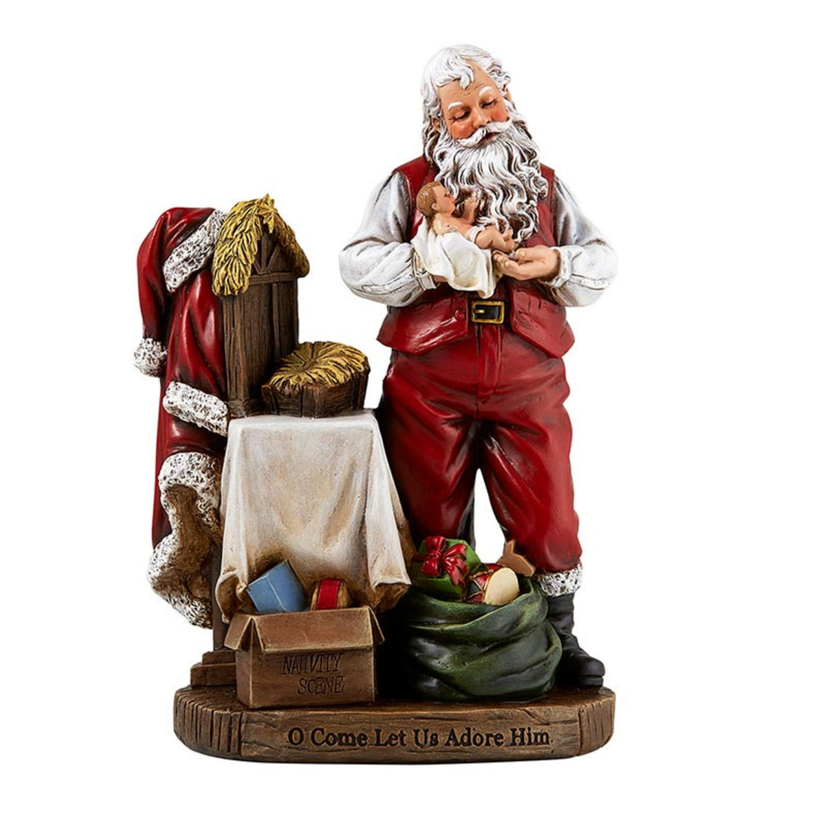 Avalon Gallery visage du Père Noël tenant l'Enfant Jésus, détail émouvant et fidèle