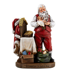 Avalon Gallery visage du Père Noël tenant l'Enfant Jésus, détail émouvant et fidèle
