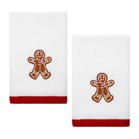 Avanti Linens face avant du lot de deux serviettes décoratives montrant le motif festif