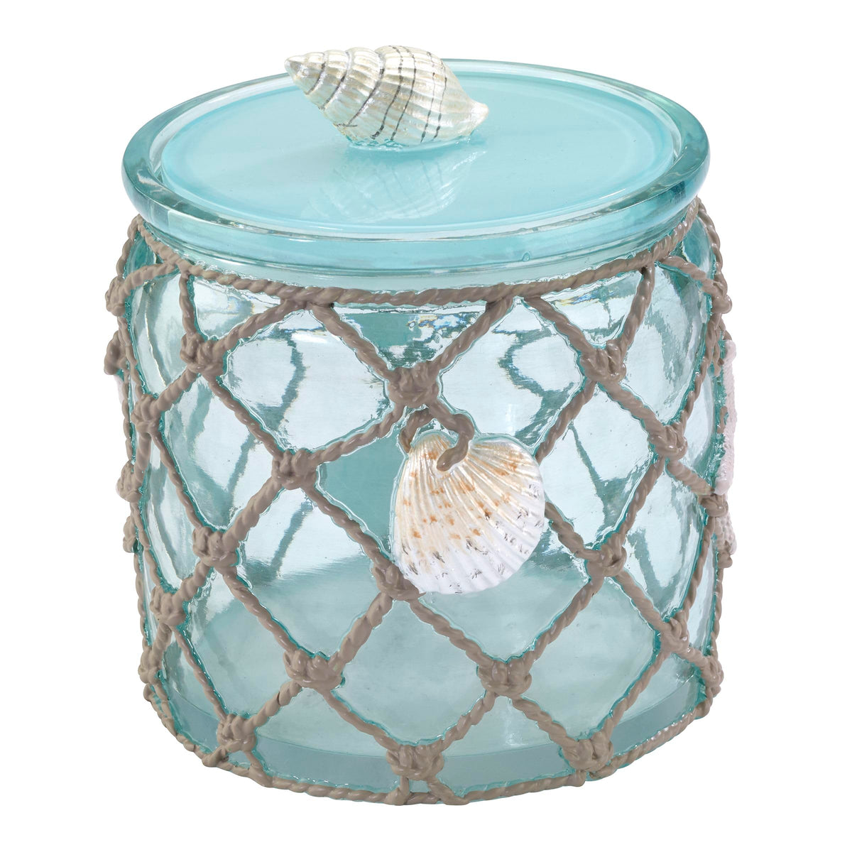 Avanti Linens bocal Seaglass face avant montrant la teinte bleu‑vert et rangement organisé