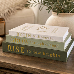 AVIDA Home Collection vue de face montrant l’ensemble de trois livres décoratifs pour élégance immédiate