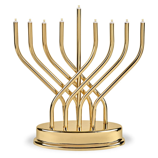 Aviv Judaica menorah face avant en laiton brillant, élégance pour décoration