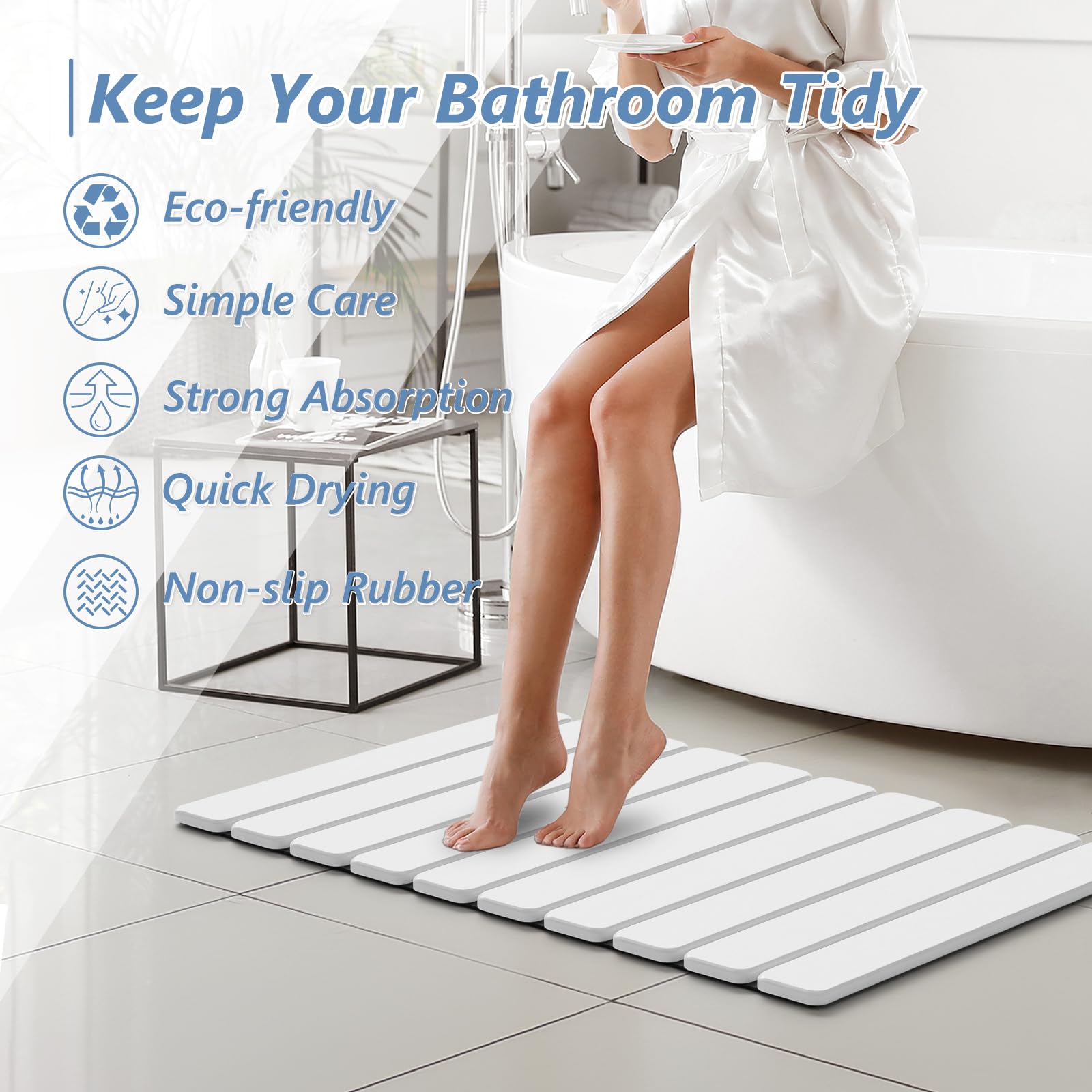 AWW tapis posé dans salle de bain stylée montrant esthétique et hygiène