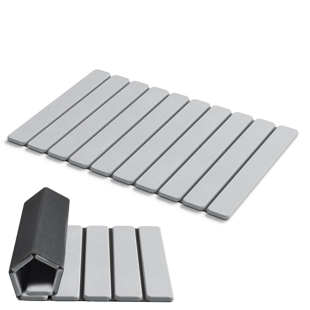 AWW tapis de bain face avant gris clair montrant un sol sec et propre
