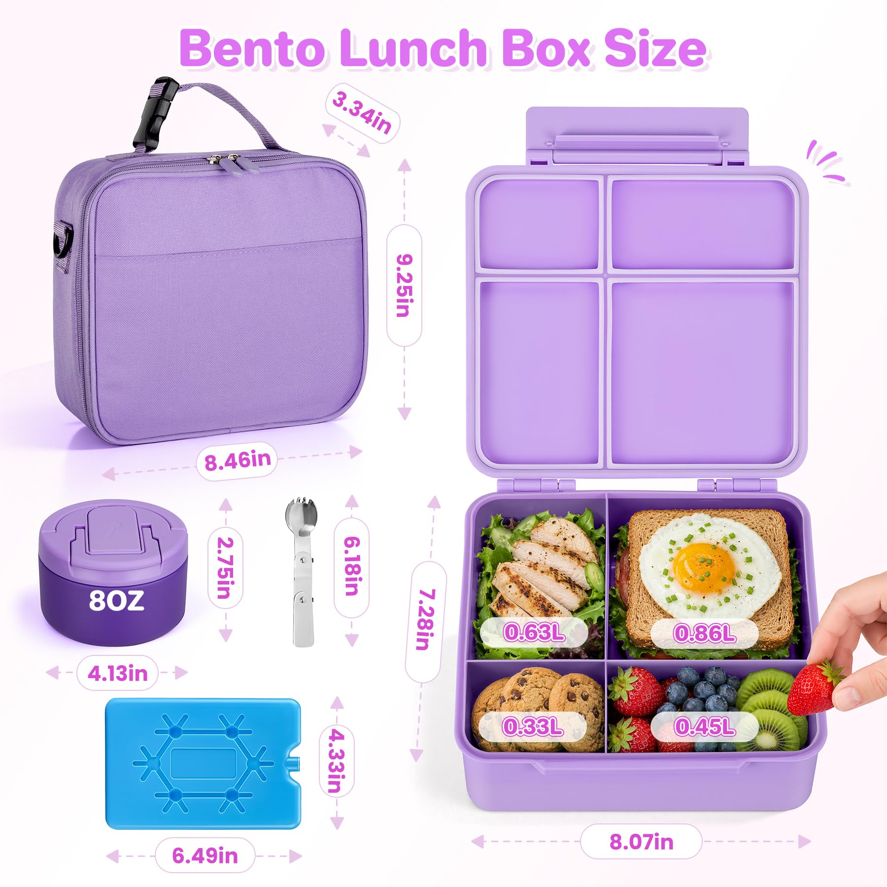 BABHAMNESS pack glacière inclus montrant maintien des aliments frais