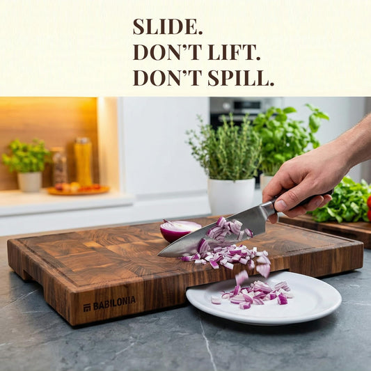 BABILONIA gros plan grain bout, surface résistante aux couteaux
