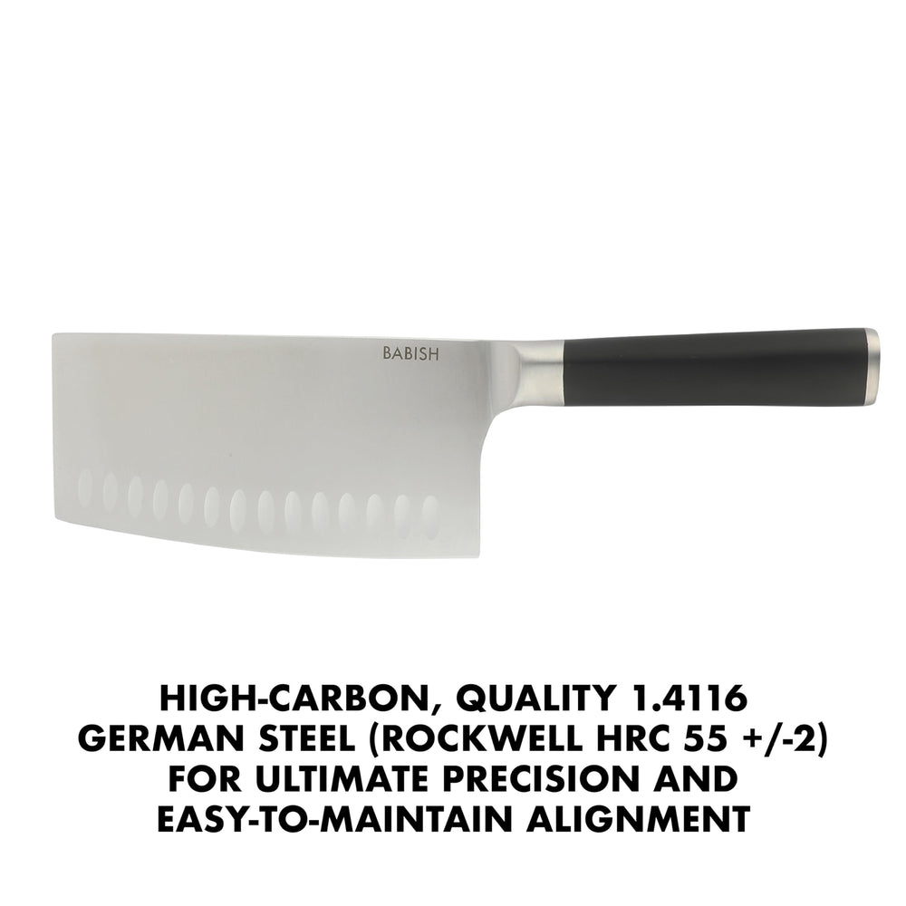Babish cleaver en action découpant viande efficacement et rapidement