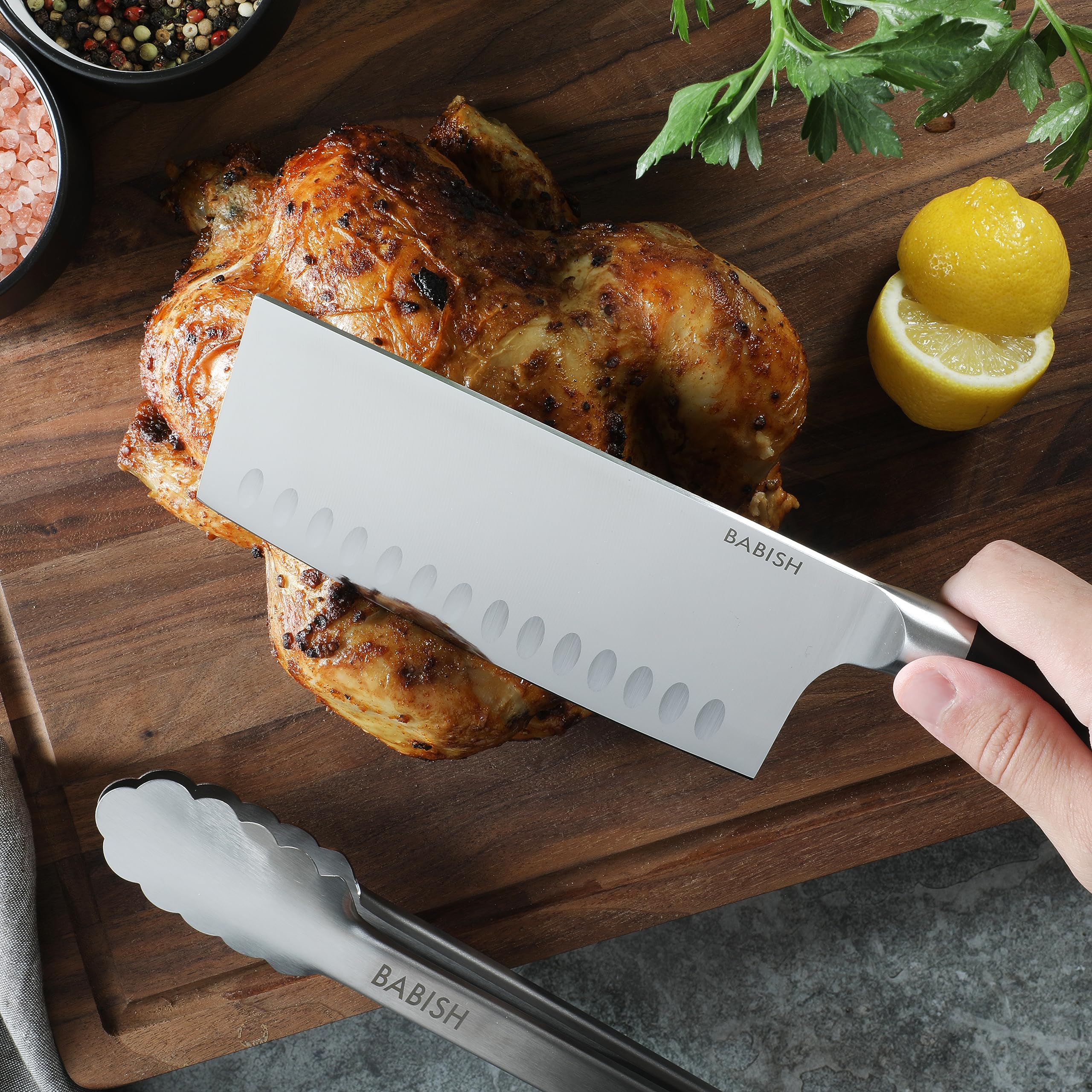 Babish gros plan lame acier 1.4116 révélant tranchant net et longévité
