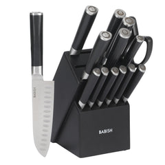 Babish coffret face avant montrant les 15 pièces et bloc noir, rangement sécurisé
