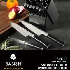 Babish gros plan lame en acier 1.4116, finition forgée pour meilleure tenue de coupe