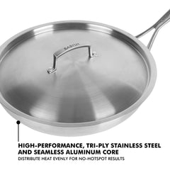 Babish gros plan noyau tri-ply révélant aluminium continu pour chaleur uniforme