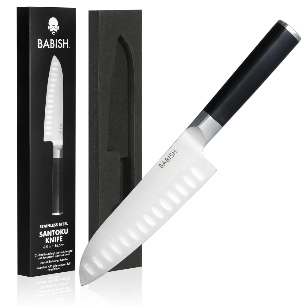 Babish santoku face avant montrant la lame tranchante et finition durable