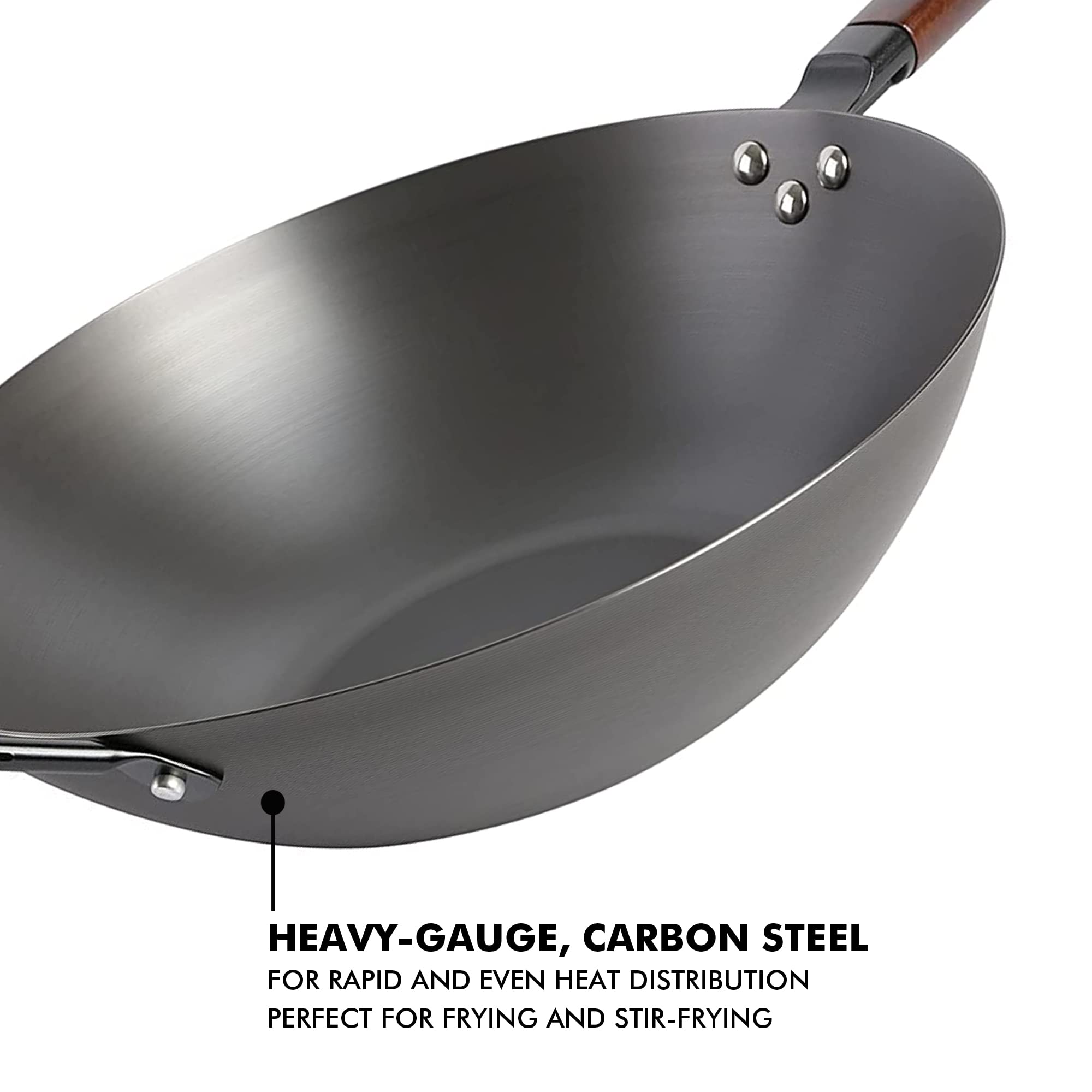 Babish wok gros plan du fond plat de 6 pouces pour contact optimal