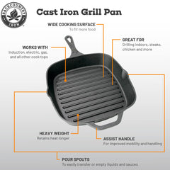 Backcountry Iron poêle en usage avec steak, saisie professionnelle et jus réduit