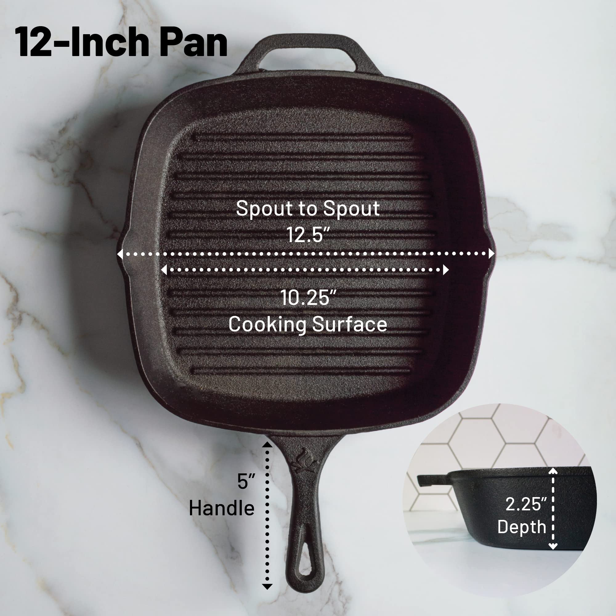 Backcountry Iron gros plan sur nervures, marque de grill améliorée et drainage