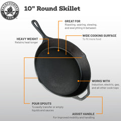 Backcountry Iron poêle 12" en usage sur une cuisinière offrant une bonne saisie
