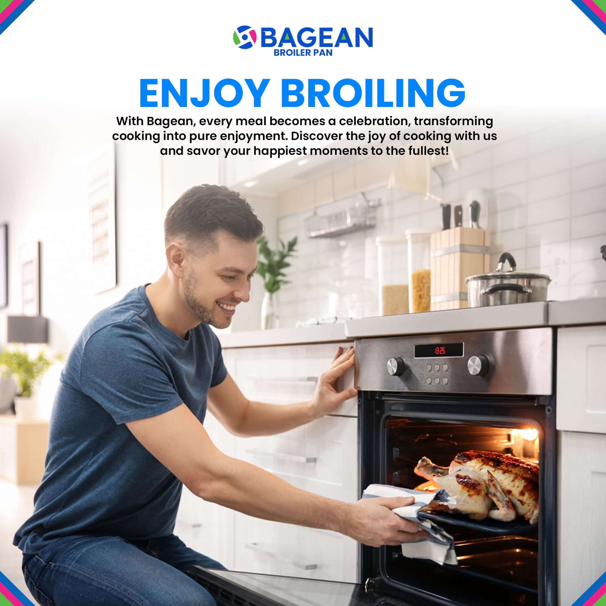 Bagean lèchefrite en situation de cuisine pour des grillades saines avec drainage des graisses