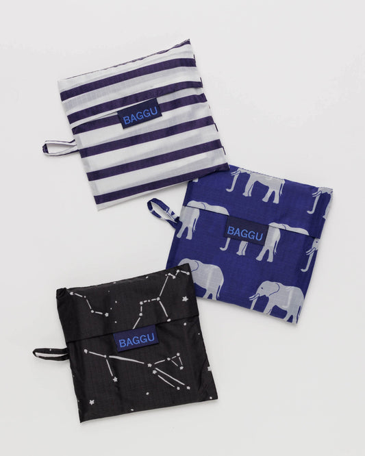 BAGGU imprimé détail du sac plié et texture robuste pour une utilisation quotidienne