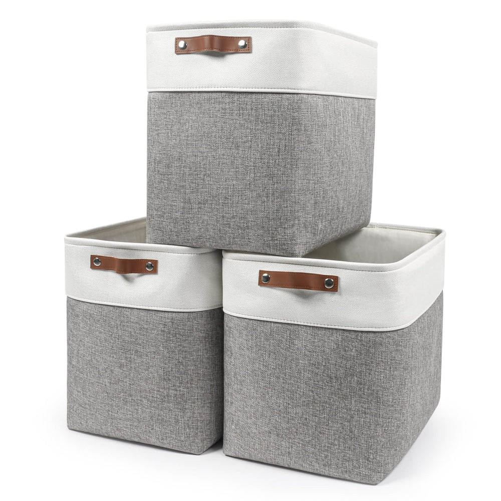 Bagnizer vue de face du lot de trois paniers, rangement esthétique et pratique